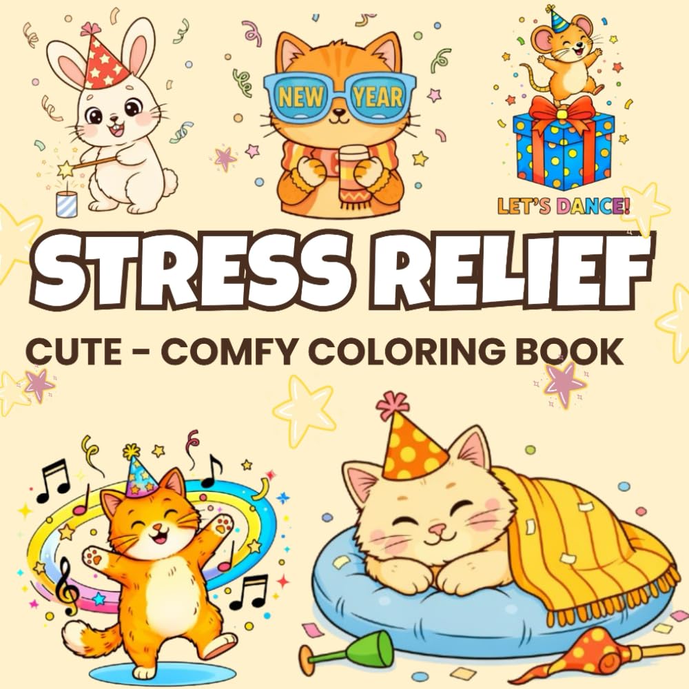 Stress Relief: Coloring Book for Adults and Kids, Bold and Easy, Simple and Big Designs for Relaxation Featuring Animals, Landscape, Flowers, Patterns, Cute Things And Many More.