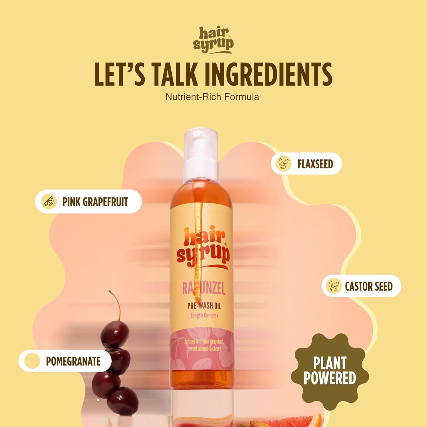Haarwachstums-Sirup – natürliche Kopfhautbehandlung mit rosa Grapefruit, Leinsamen und Rizinusöl, pflegt trockene Kopfhaut, stärkt das Haar und verleiht Glanz (300 ml/1)