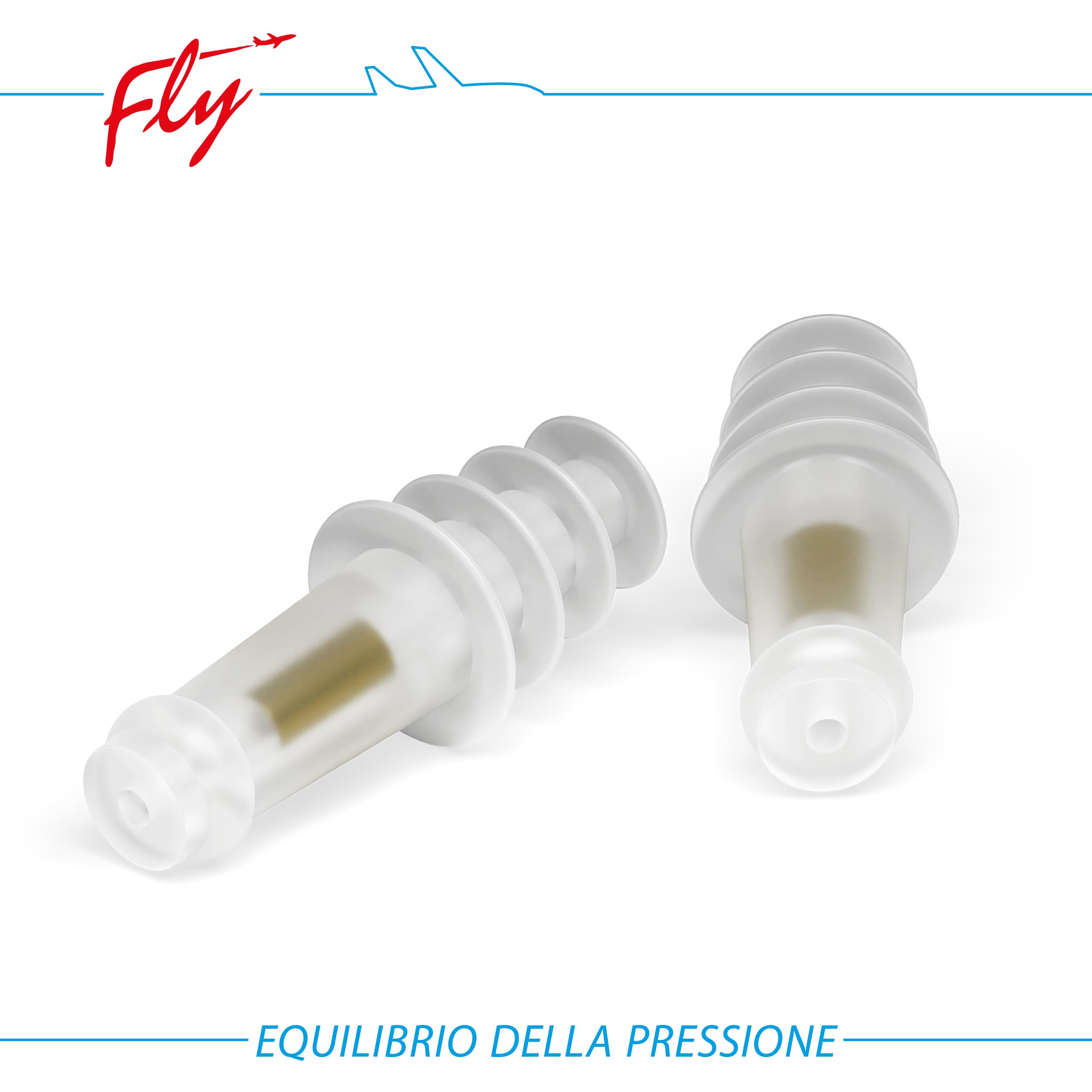 SANOHRA fly - tappi per le orecchie contro la pressione in volo | Per adulti | Riutilizzabili (fino a 6 voli) | Equalizzazione della pressione durante il decollo e l'atterraggio | Comfort in viaggio