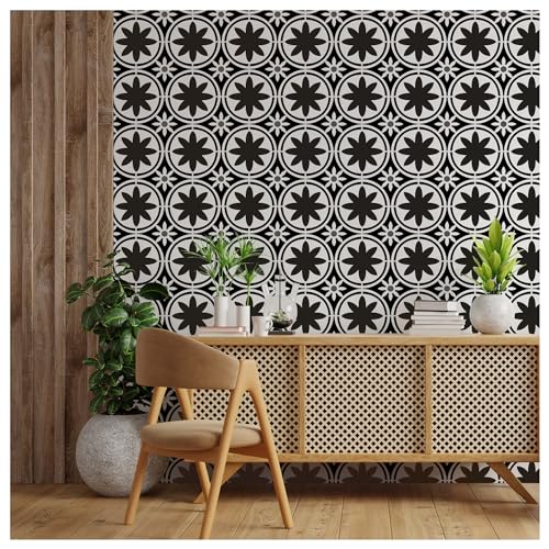 Image of Kayra Decor Cabane Flower Allover Stencils for Wall Painting - Pack of 1, Sheet Size 24 x 33 inch /Design for Wall Painting 22 x 31 inch - Large