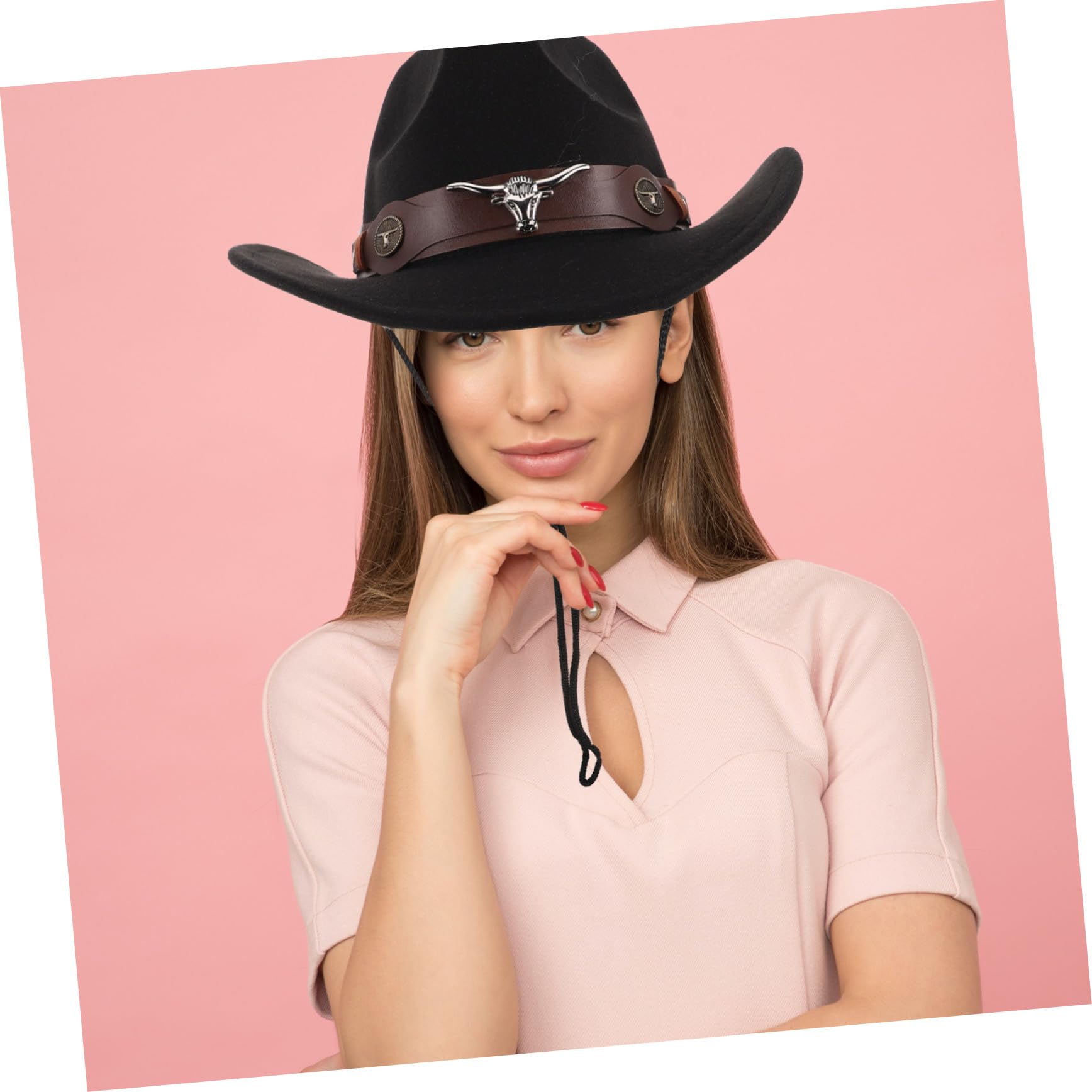 VALICLUD 4pezzi Cappello Western Uomo in Morbido Panno di Fibbia Regolabile e Ala Larga per Protezione Solare Adatto Eventi all Aperto e Outfit Country