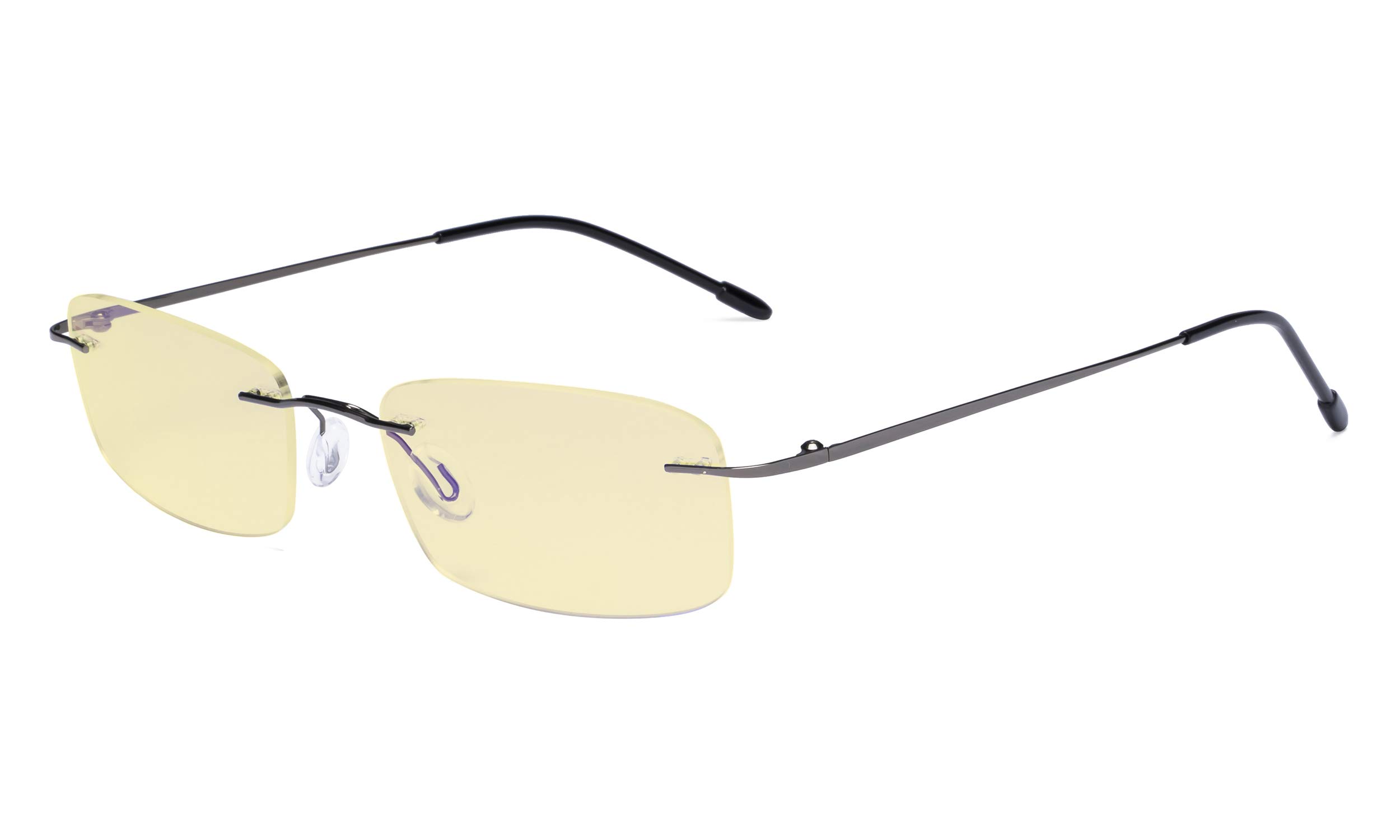 Eyekepper Titanium Rimless Orange Tinted Lenses Computer Reading Glasses Readers Men Women