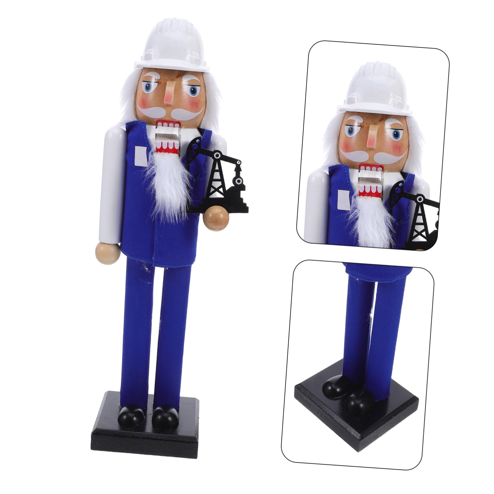 Gatuida Decorazione Ingegnere Schiaccianoci in Legno Blu Pupazzo Soldato Natalizio Statua da Tavolo per Festa di Natale Decorazione da Scrivania Robusto e Stabile