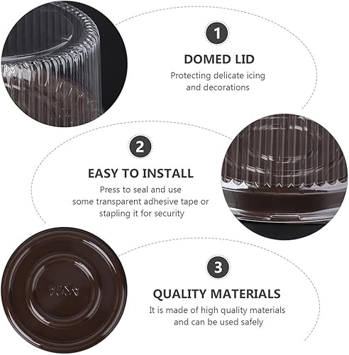 Miniatura 3 de HEMOTON 20 recipientes de plástico para tartas con tapa de cúpula transparente, recipientes desechables para tartas, tableros redondos para tartas