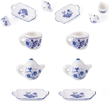 Beadthoven 6Pcs Mini Porcelain Tea Cup Set 3 Styles Dollhouse Miniature Accessories Small Drinks Beverage Cups Tiny Ceramic Coffee Mug Figures for Doll Kitchen Play Christmas Party Decoration