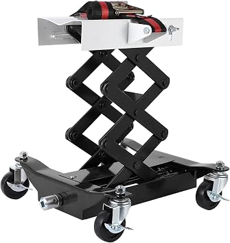 GarveeTech 450 LBS Low Profile Transmission Jack - Heavy-Duty Auto Repair Lift with 7-23 Inch Height Range, 2M Safety Straps & 4 Brake Wheels for Safe, Smooth Repairs - Black