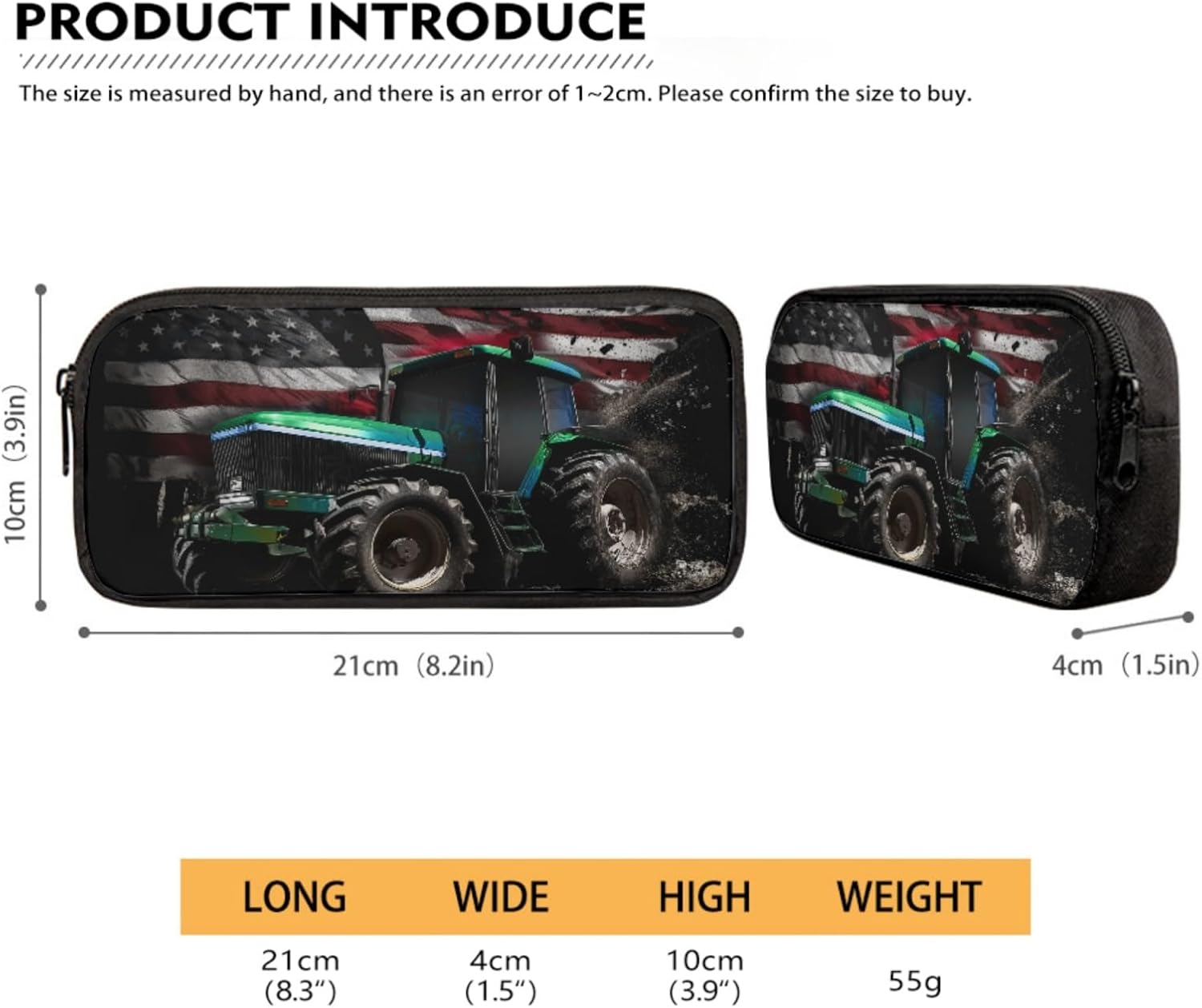 Talayituse Tractor American Flag Pattern School Backpack for Teens Girls Boys, 3-in-1 Kids Backpack Bookbag Set School Bags with Lunch Box Pencil Case