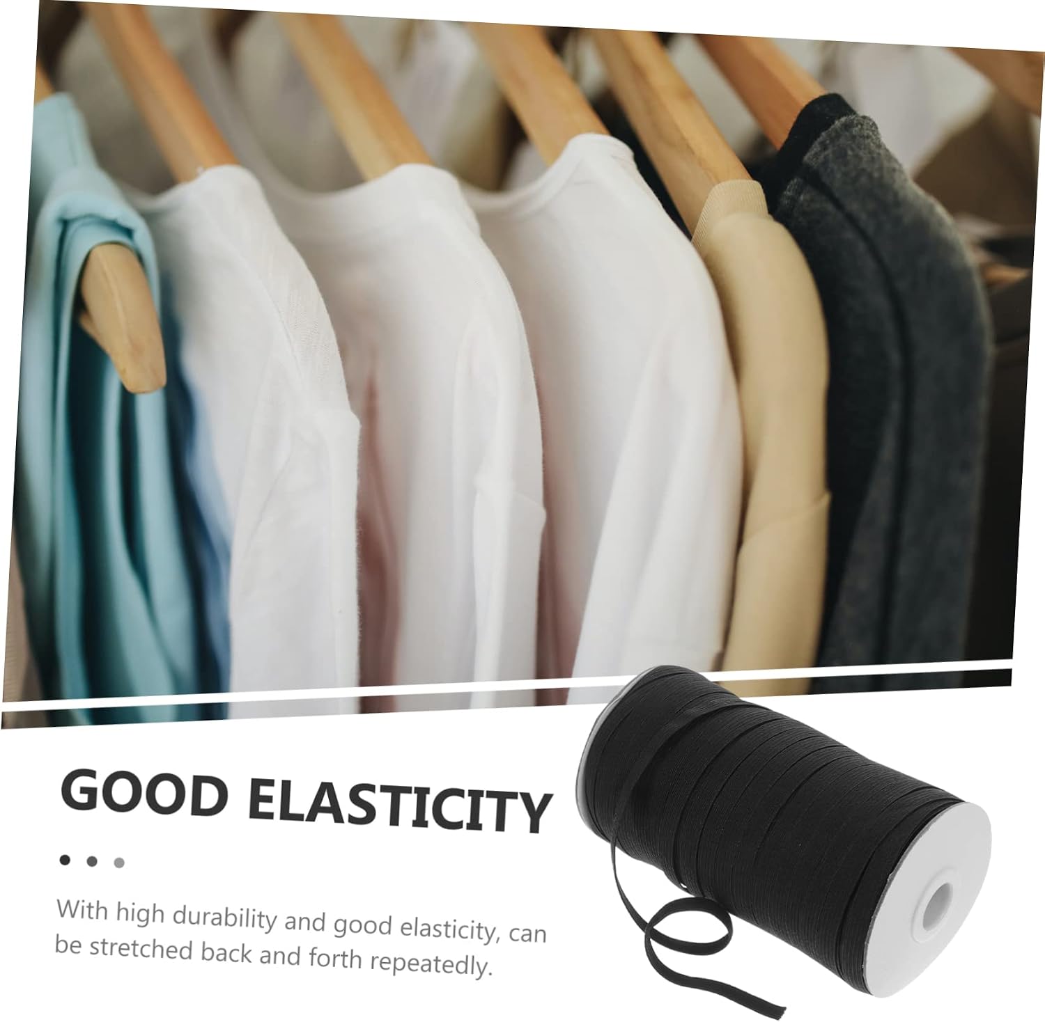 Holibanna 1roll Elastic Band for Sewing Wide Stretch Cord Sewing Strap for Clothing Waistbands Hair Ties and More Meters