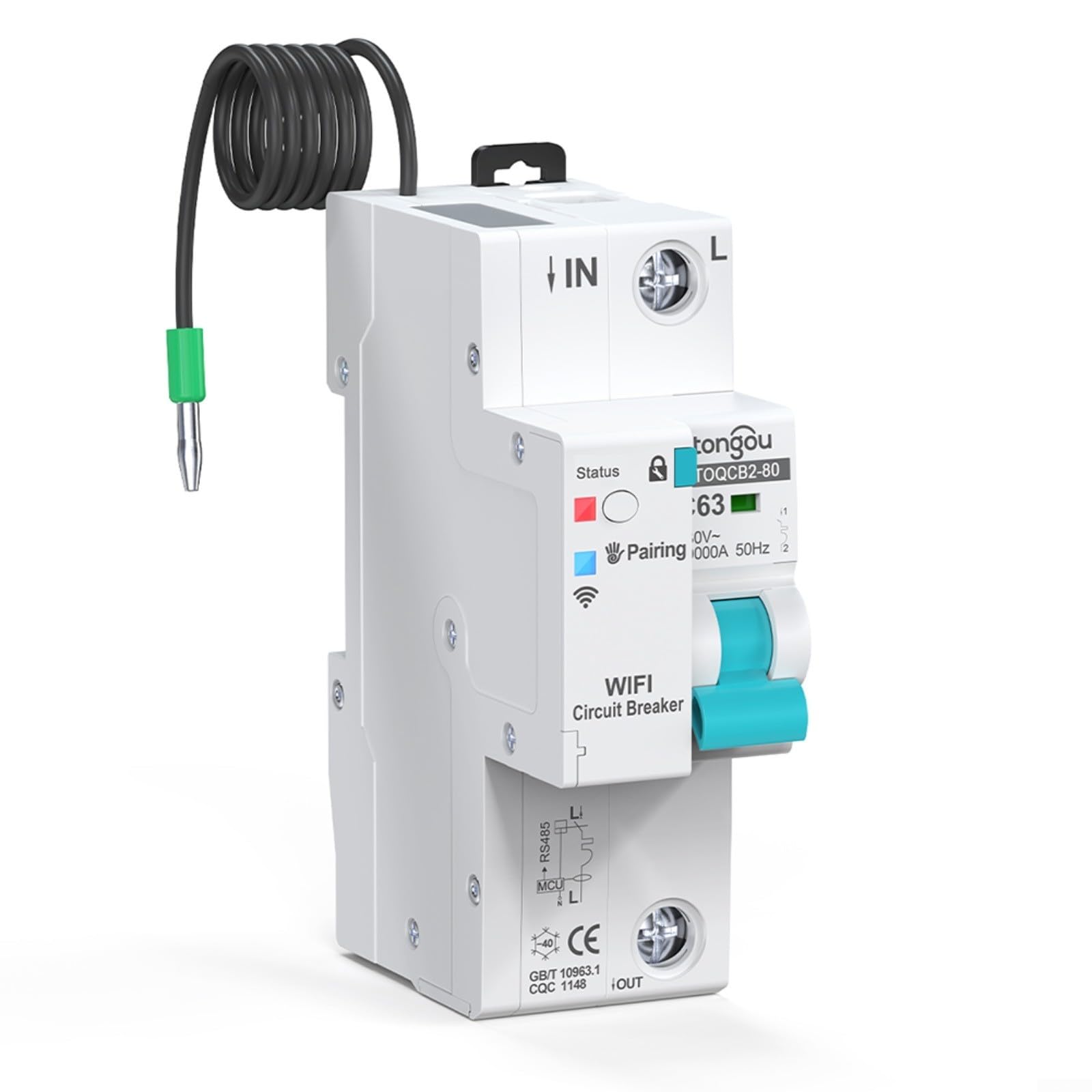 Disjoncteur de mesure WiFi Tuya 63 A 4P en temps réel avec contrôle de l'alimentation en temps réel Interrupteur à distance de surtension pour protection fonctionne avec l'application Life