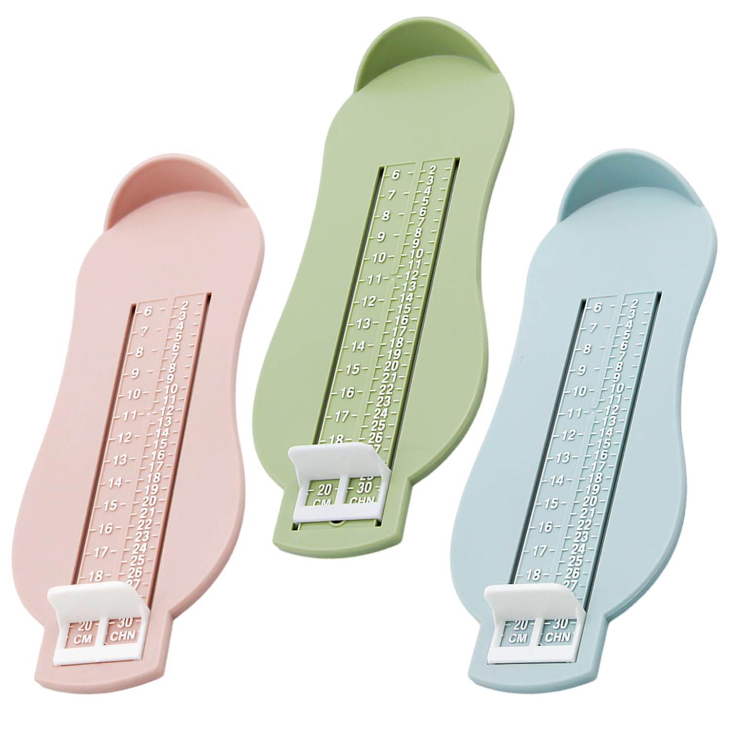 Misuratore Piedi Bambini DHSBGWSX - Set Da 3 In Colori Nordic (Rosa, Blu, Verde), 22.5x8.5 Cm, Materiale ABS