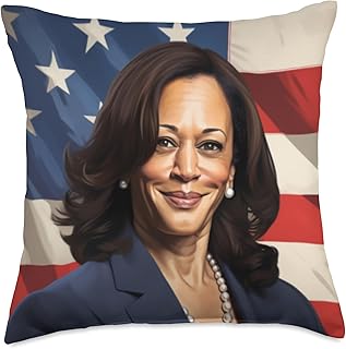 Political Cheese Kamala Harris American Flag Throw Pillow, 18x18, Multicolor