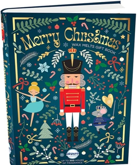 Airpure Wax Melt Christmas Gift Book - 12 Different Xmas Fragrances - Including Mulled Wine, Sugarplum, Apple Cinnamon, Nutmeg, Festive Vanilla, Frankincense - Vegan Friendly (Nutcracker)