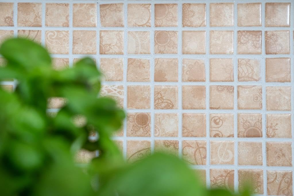 Mosaico quadrato Laceo Beige Ceramica Mosaico | 10 tappetini a mosaico