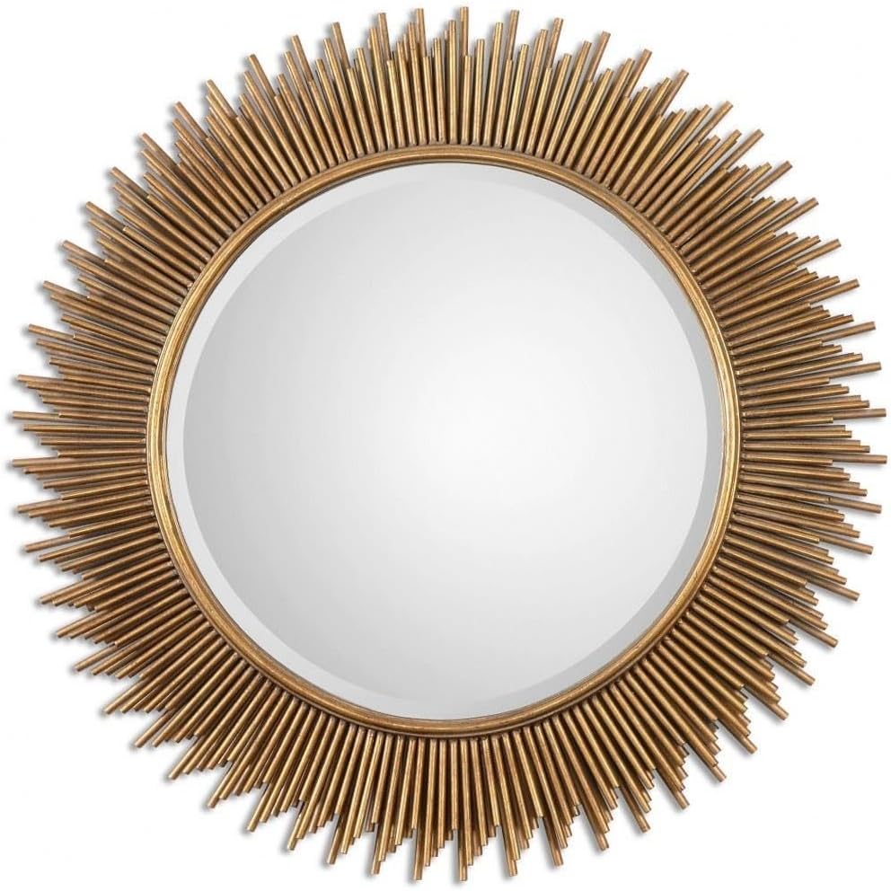 Uttermost Marlo Antique Gold Leaf 36" Round Wall Mirror