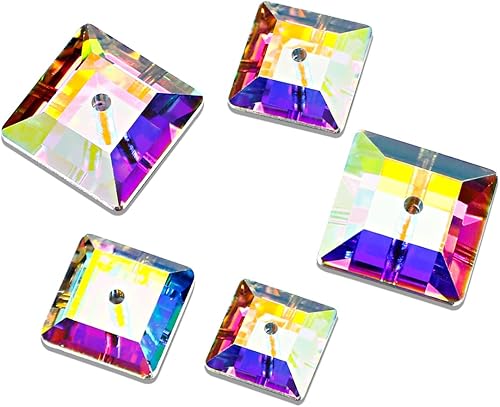 Diamantes de imitación de cristal AB para coser, forma cuadrada, cuentas de costura con diamantes de imitación con agujeros para ropa, vestidos,
