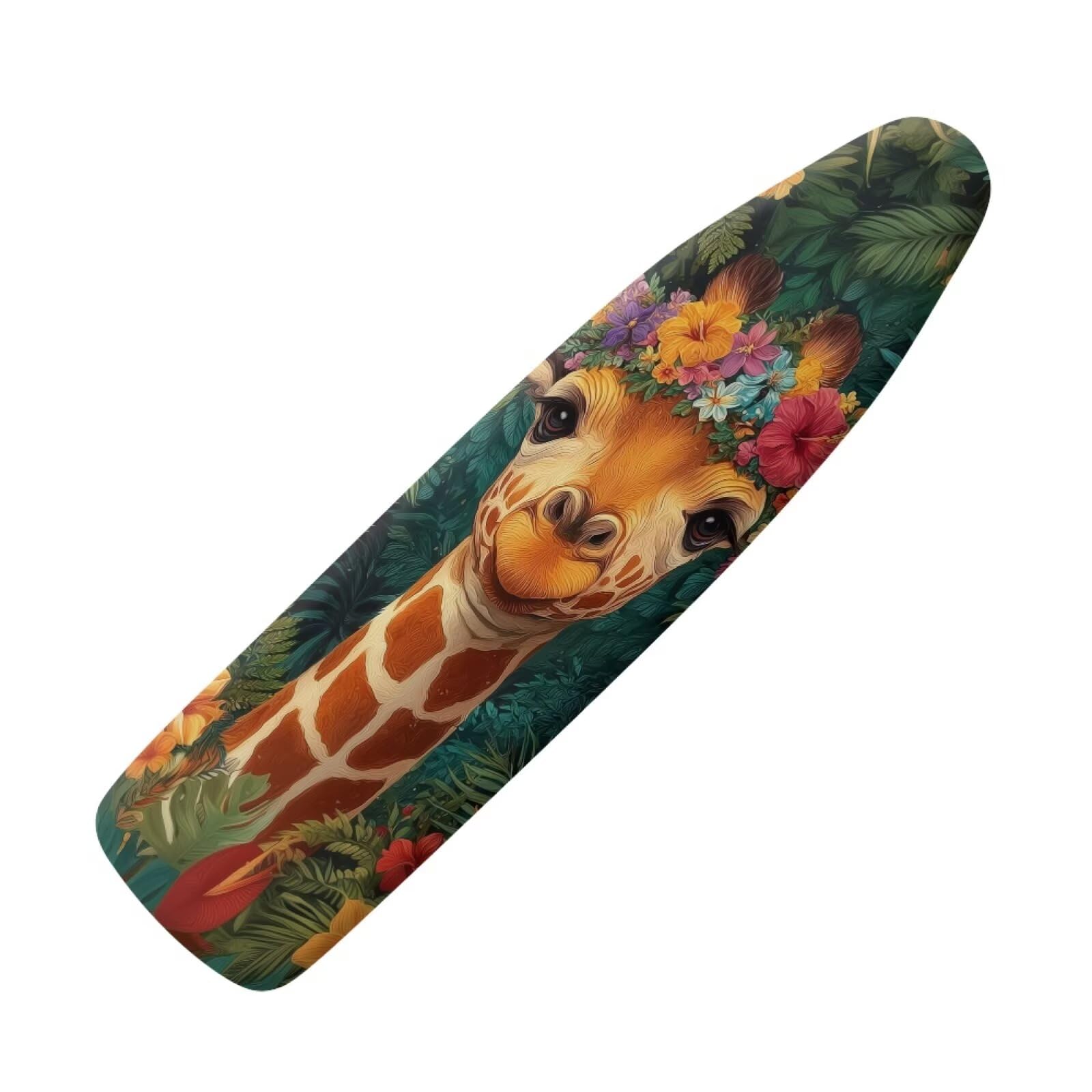 ZIATUBLES Giraffe Floral Leaf Print Polyester Ironing Board Cover with Hook and Loop Fastener Straps Iron Padding Covers Home Accessories for Laundry Clothing Shop, XL
