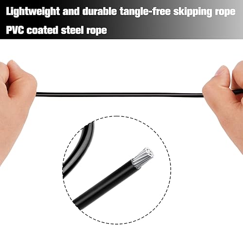 Miniatura 4 de BLEUM CADE Cuerda de saltar ajustable, cuerda de saltar con rodamientos de bolas, con asas de espuma para fitness, ejercicio en casa y cuerpo