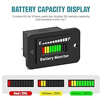 Vista 2 de Monitor Medidor de Batería 12V 24V 36V 48V 60V 72V, Indicador de Voltaje de Capacidad de Batería LED Impermeable Medidor Indicador de Batería