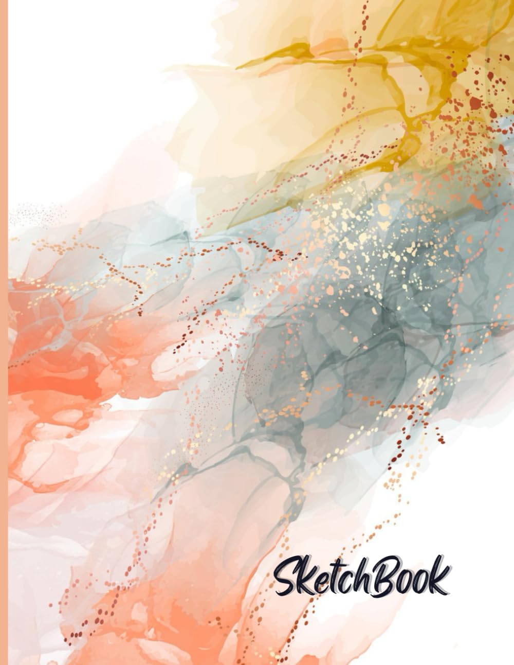 Yellow, Orange, Gray Marble sketchbook| 100 Blank Paper for Drawing, Doodling, Writing and Sketching | 8.5x11"Blank Paper: Sketchbook for Artists, ... Adults and teens For Sketching and Drawing
