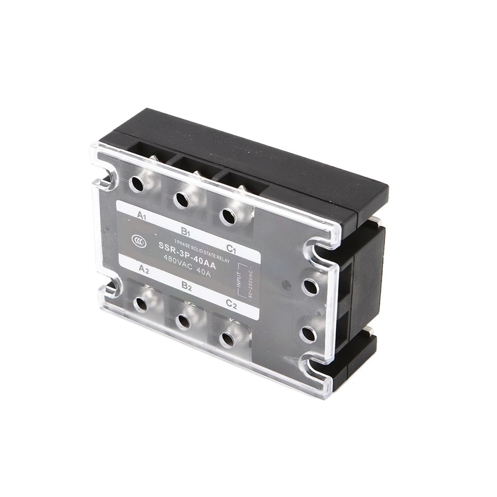 ZVQYSGIW 3-Phase AC to AC 10A 15A 25A 40A 60A 80A 100A 120A 90-250VAC Control 24-480VAC Solid State Relay(JGX-3-4840AA)