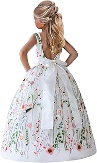 3D Flower Applique Floral Fairy Embroidered Overlay Strap Tie Tulle One Shoulder A-Line Flower Girl Dress - Buy now