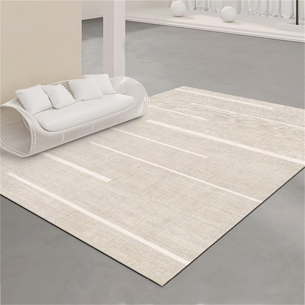 Tapis de salon moderne lavable 120x200cm gris uni rayé