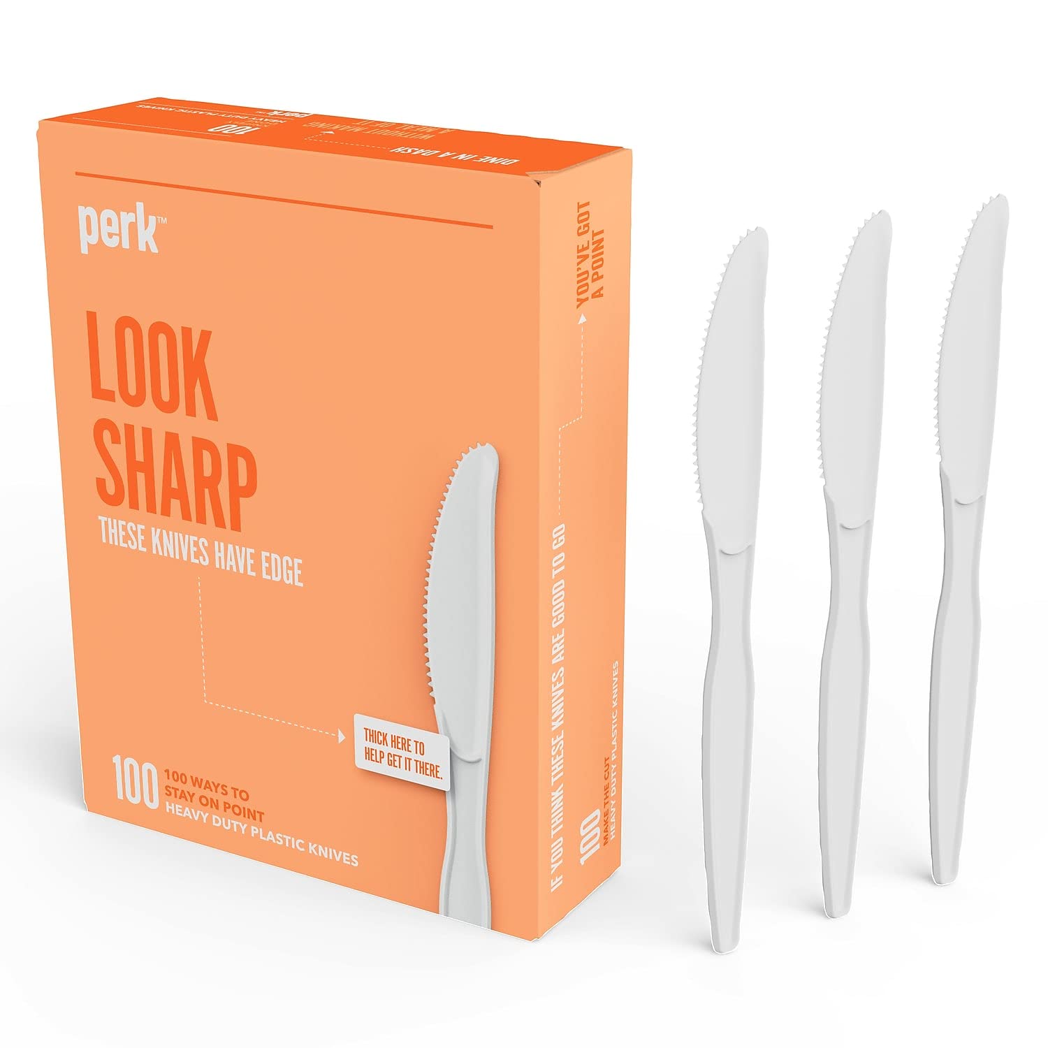 Perk Staples Polystyrene Knife, Heavy-Weight, White, 300/Carton (PK56403VS)
