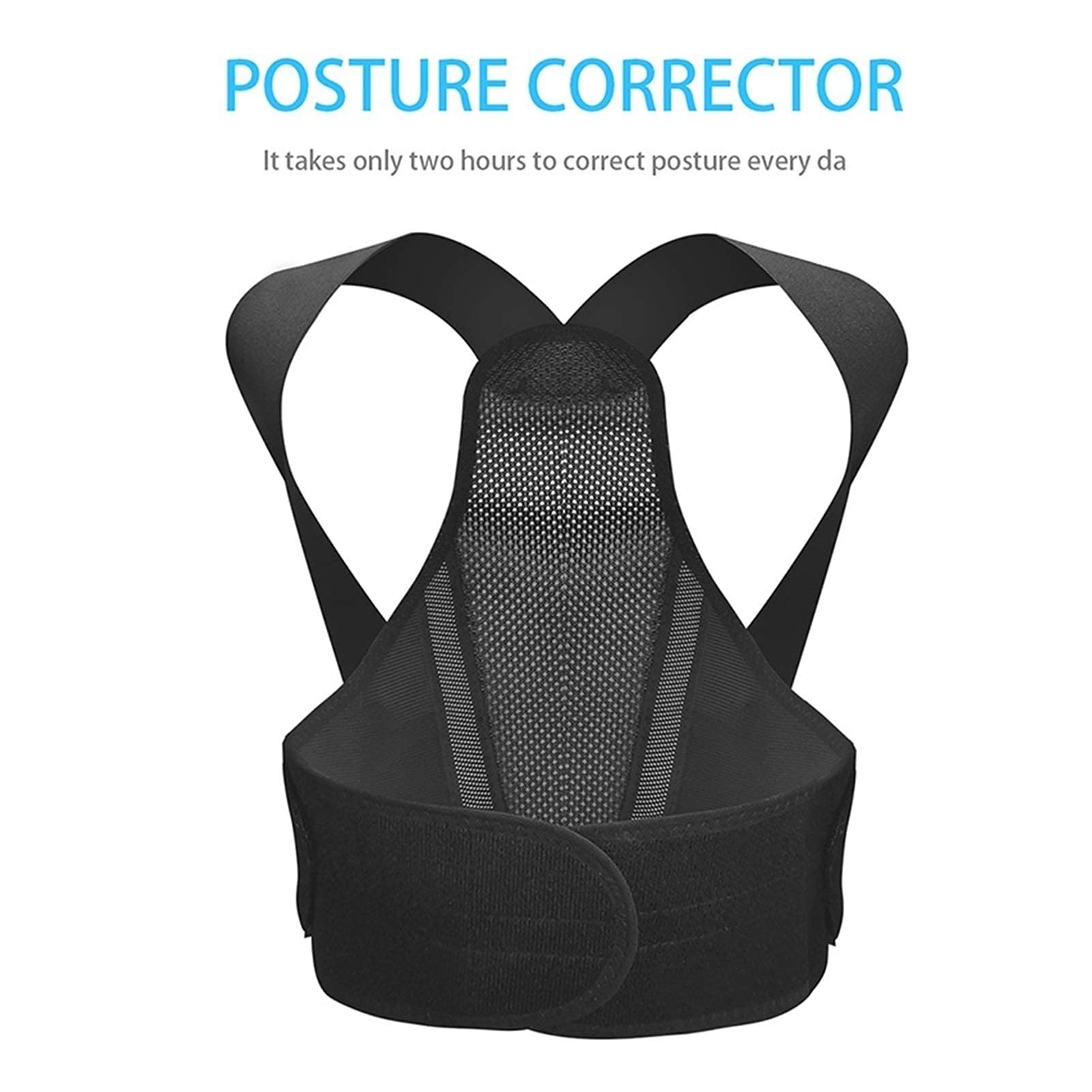 Correttore posturale per la Schiena Cintura di Supporto per clavicola, Colonna vertebrale, Spalle, Sollievo dal Mal di Schiena Correzione della Postura Previene la posizi(Black-L)