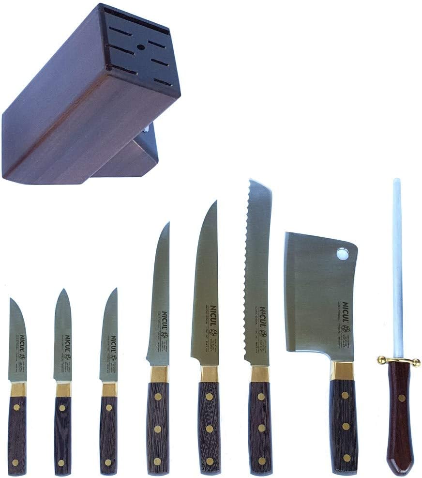 Nicul 9-pc Knife Set - Motoca Wood Handle - Made in Europe