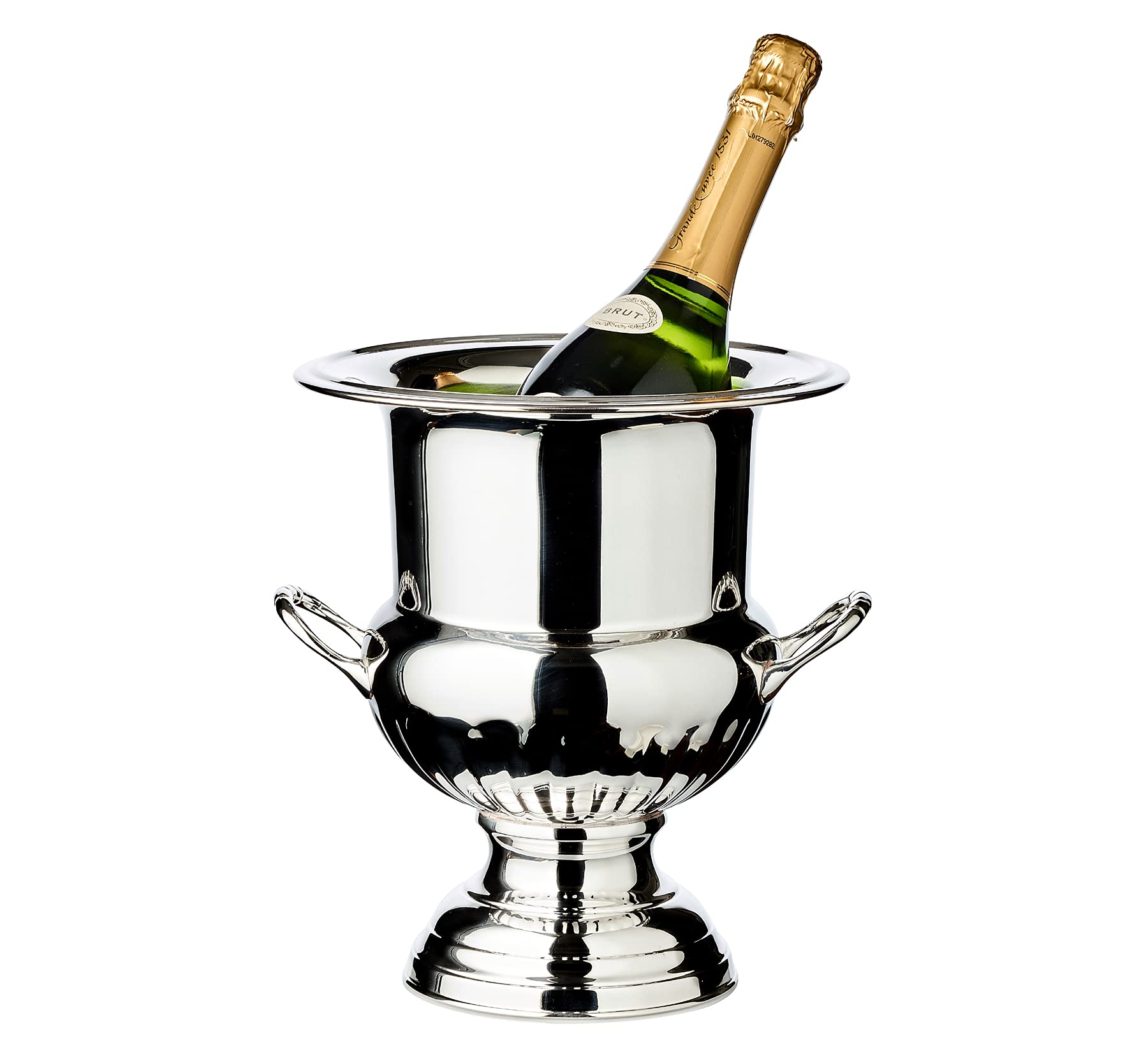 EDZARD Champanera Queen Anne (H 26 cm, Ø 23 cm), plateada gruesa, con asas, para 1 botella – enfriador de vino, enfriador de botellas, cubitera