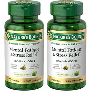 Nature’s Bounty Mental Fatigue and Stress Relief, Rhodiola Supplement, 400 mg, Capsules, 30 Count (Pack of 2)
