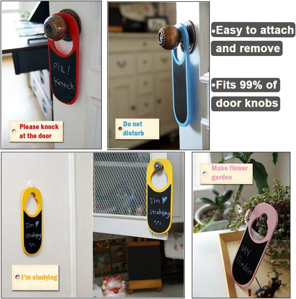 Review Product 4 Pack Blank Two-Sided Door Hanger Sign, 8.6” x 3.5”x 0.2” Message Blackboard Do Not Disturb Door Hanger sign for Office Hotel Decoration, Craft