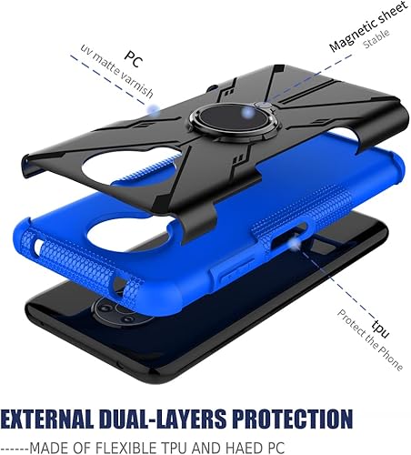 Miniatura 4 de Gufuwo Funda para Nokia G10 TA-1334, Nokia G20 TA-1336 con protector de pantalla de vidrio templado, soporte de anillo de metal con soporte de