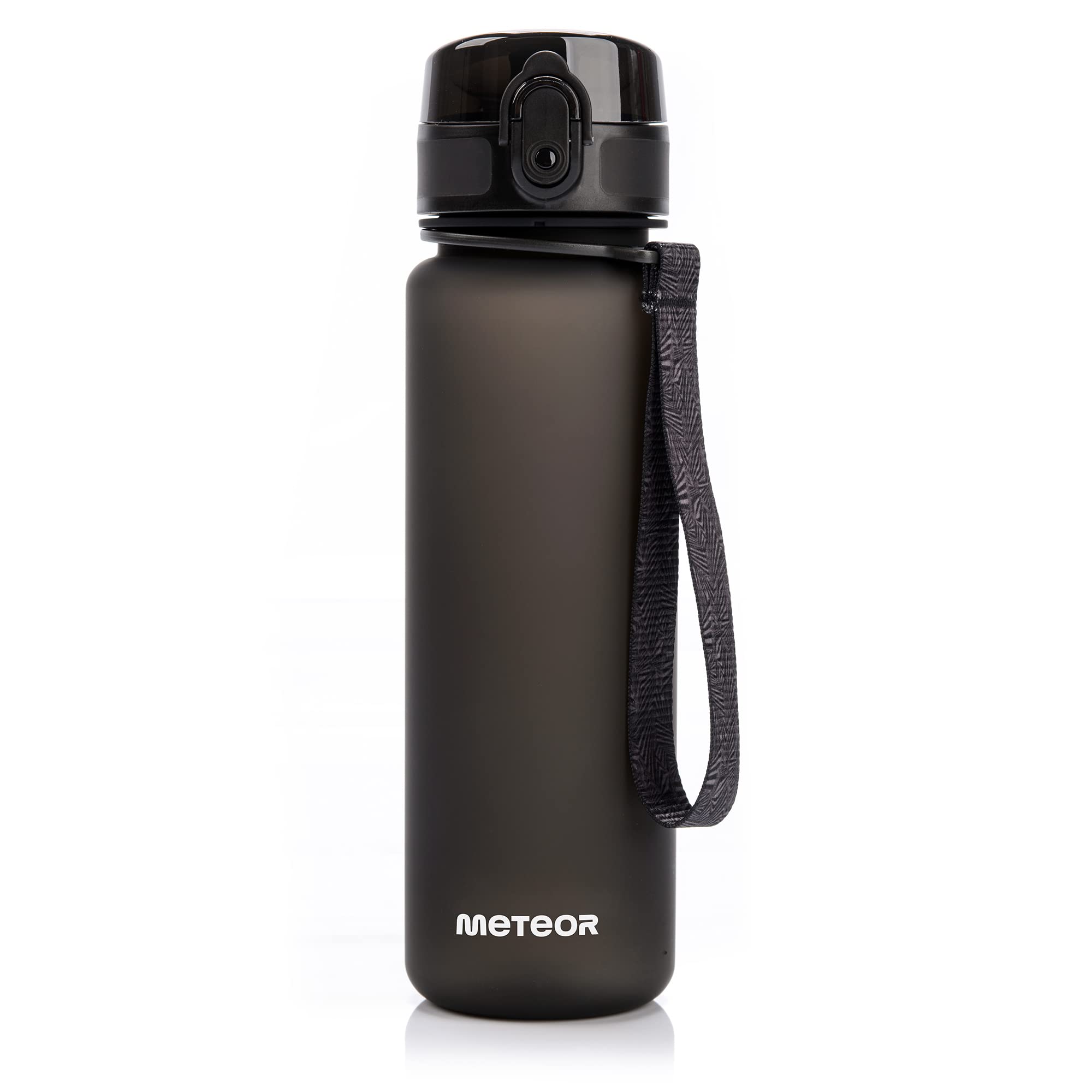 meteor Trinkflasche Kinder auslaufsicher 500 ml Tritan BPA-frei Schwarz