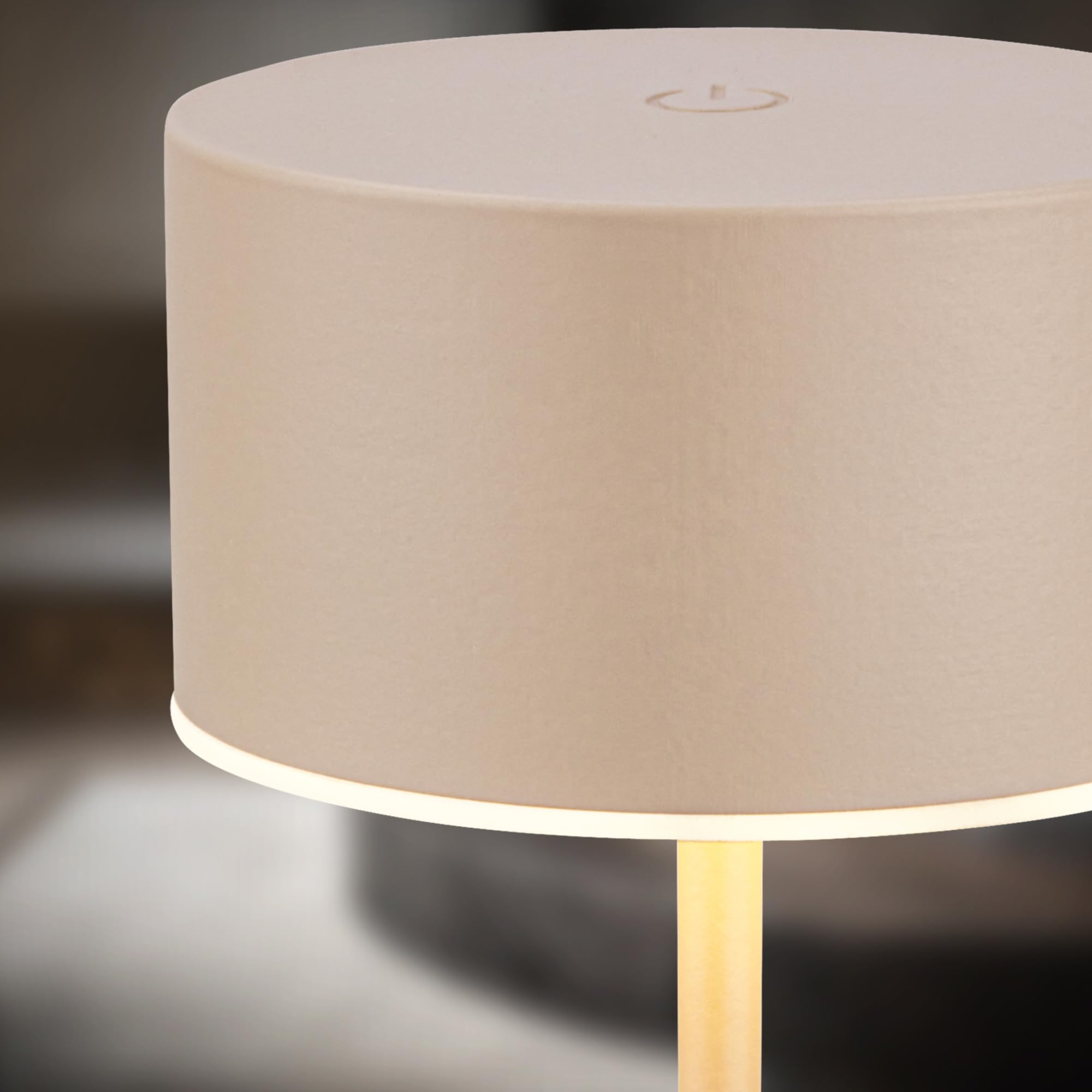 BRILONER - Lampara de mesa sin cable IP44 con control táctil, regulable, borde luminoso, lampara mesita noche sin cable, lampara mesa LED recargable, lamparas de mesita de noche, 8x18 cm, beige