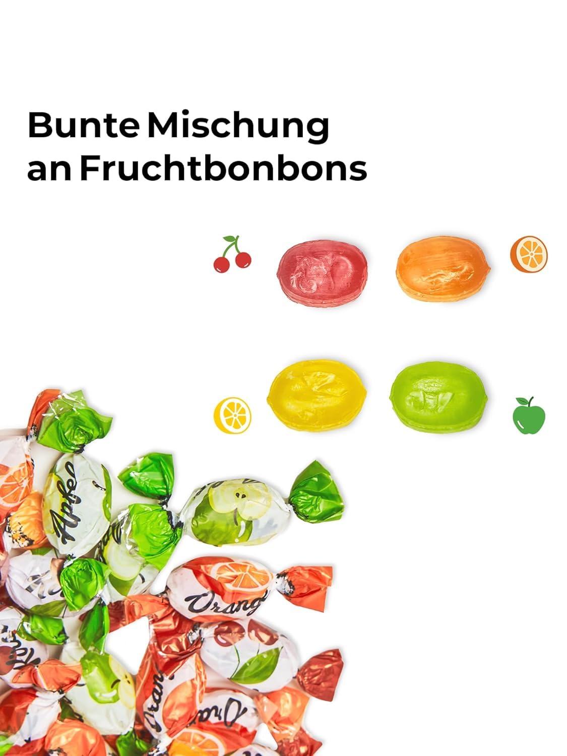 vontek 10 kg Bonbons Großpackung – 1800 Bonbons einzeln verpackt – Perfektes Wurfmaterial für Karneval, Fasching, Halloween, Messen – Fruchtbonbons, Mini Bonbon, bunt gemischt