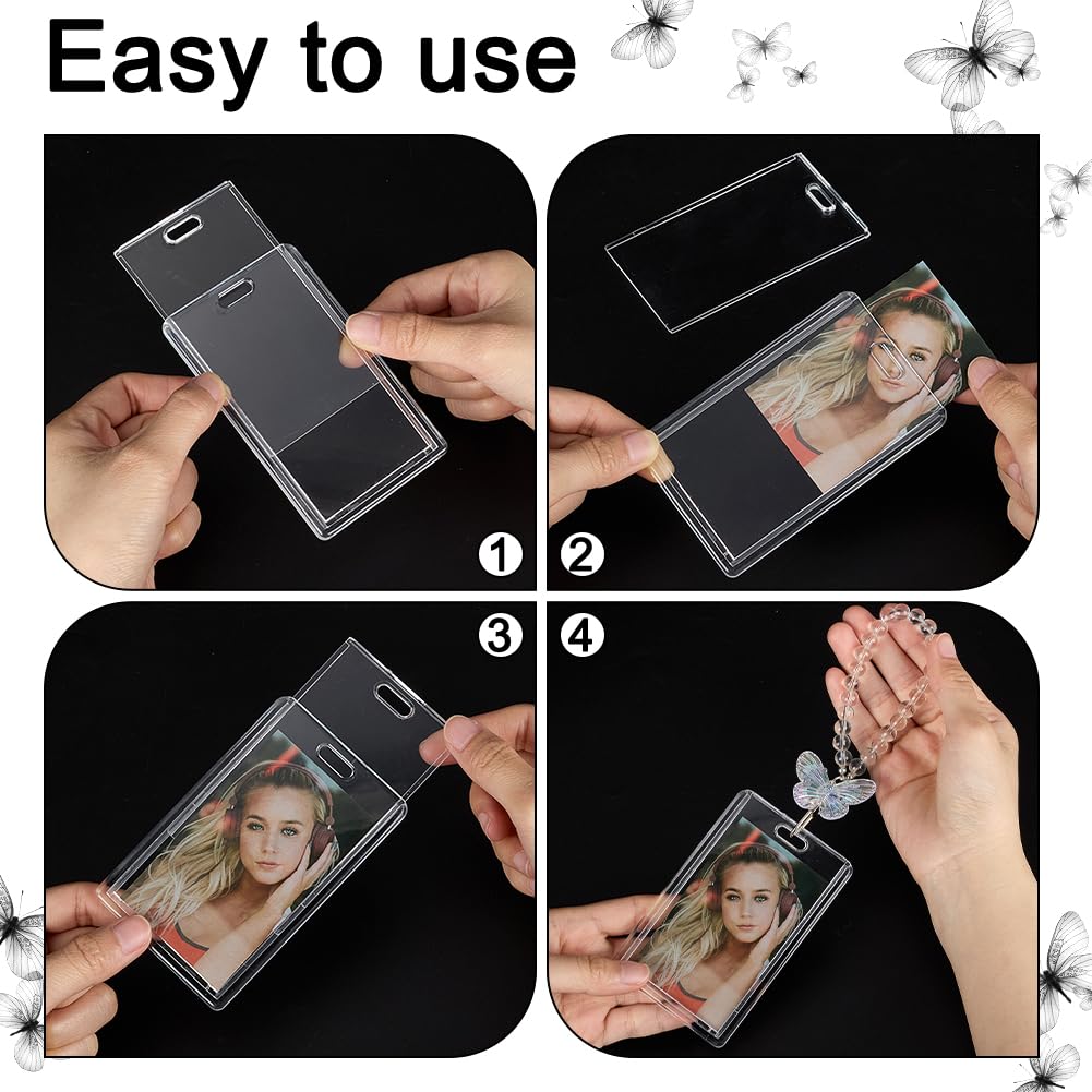 FINGERINSPIRE 4 Sets Clear Acrylic Photocard Holder with Bead Keychain - Image 3