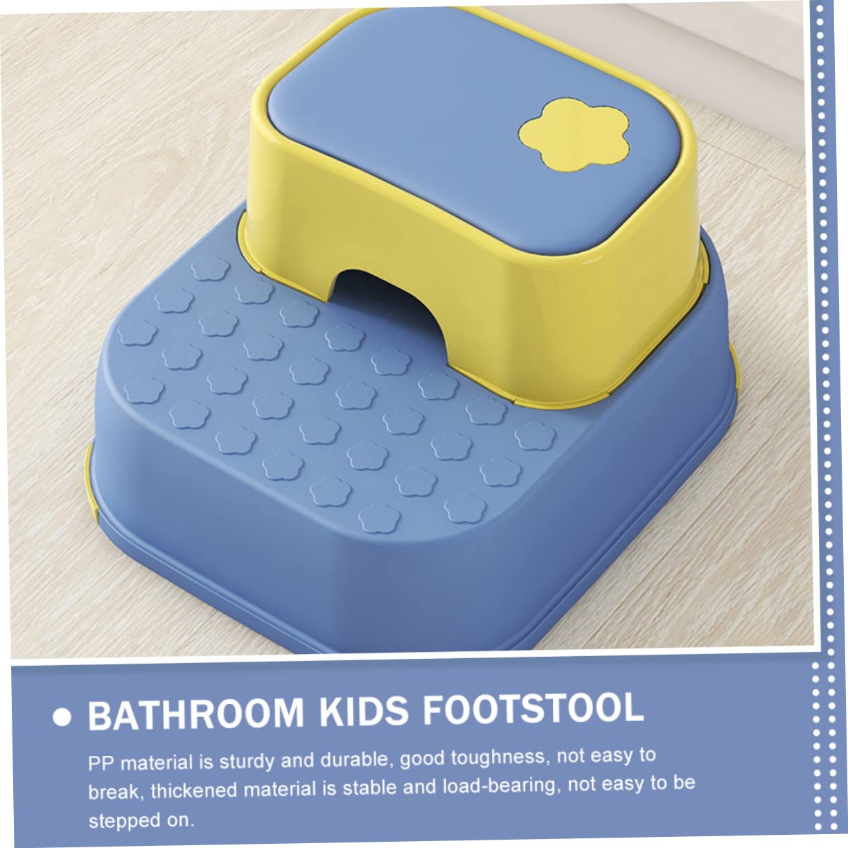 Taburete de Dos Escalones Antideslizante para Niños Pequeños, Taburete de Seguridad de PP Azul y Amarillo, para Baño y Lavabo, Adecuado para Entrenamiento y Uso Diario Hogar