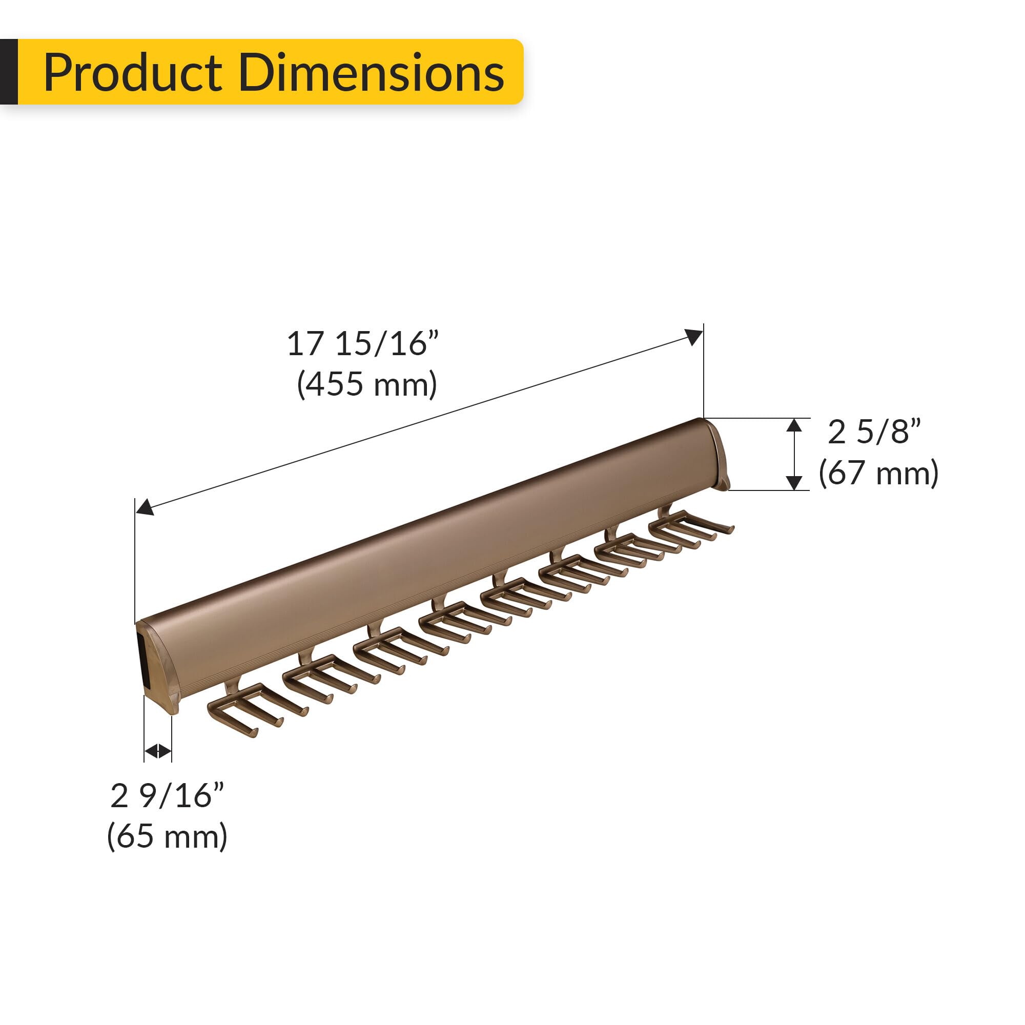 Brixwell QIL9-002 Tie Rack, 24 Hook with Full Extension Slide Matt Nickel Finish