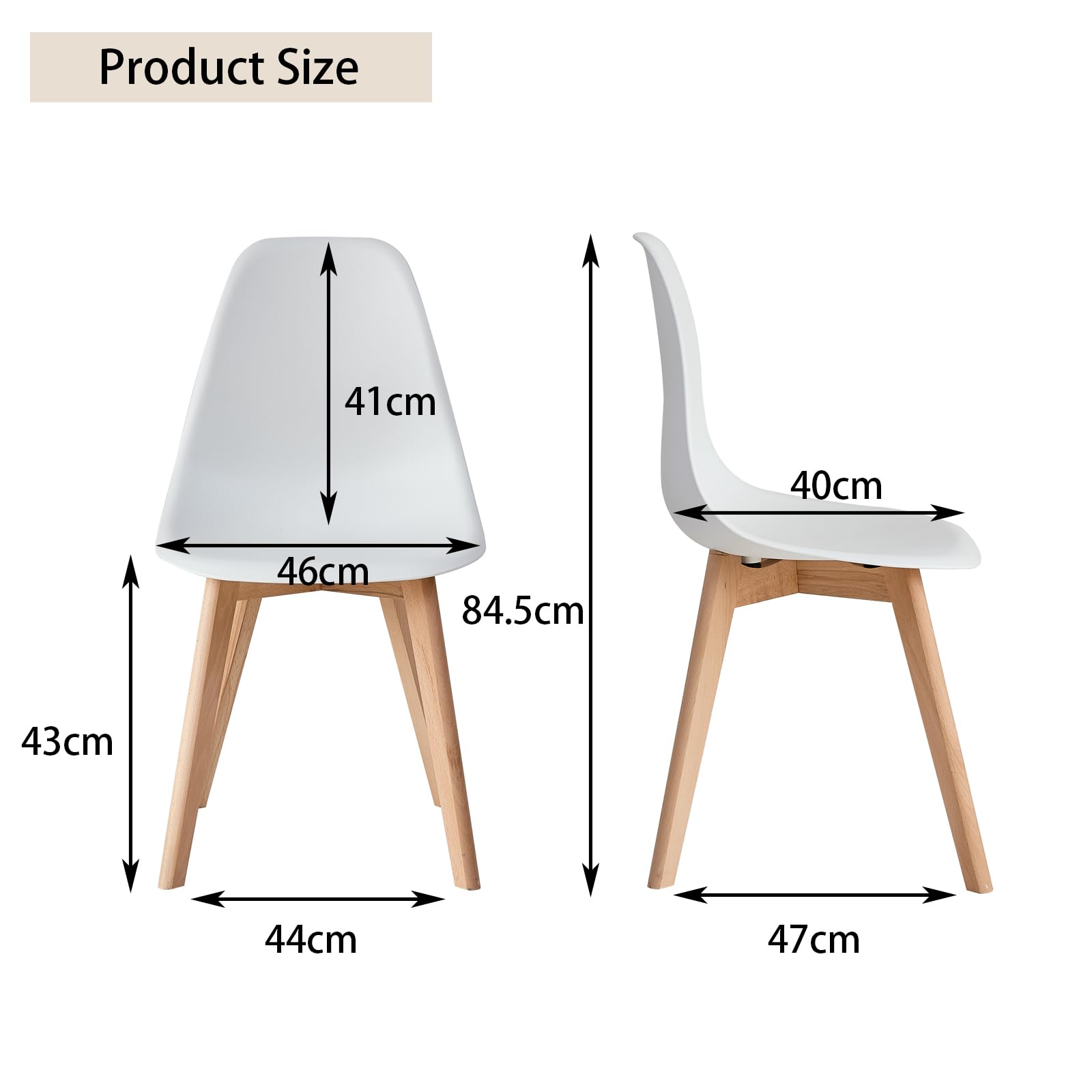 GrandCA HOME Sedia da pranzo in Stile Nordico,Set di 4 sedie con Gambe in Legno massello, Adatto per sala da pranzo soggiorno (Bianco)