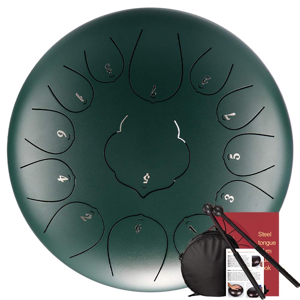 12.5 Inch 13 Noten C Key Steel Tong Tong Drum, Voor Concert Mind Healing Yoga Meditatie, Met Draagtas, 2 Drumsticks, Tutorial Boek, Notitie Stickers, Vinger Picks (Color : White