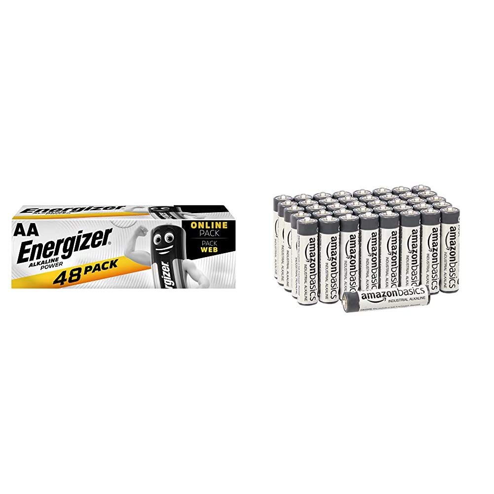 Energizer Piles AA, Alkaline Power, Lot de 48 & Amazon Basics Lot de 40 Piles alcalines AAA industrielles