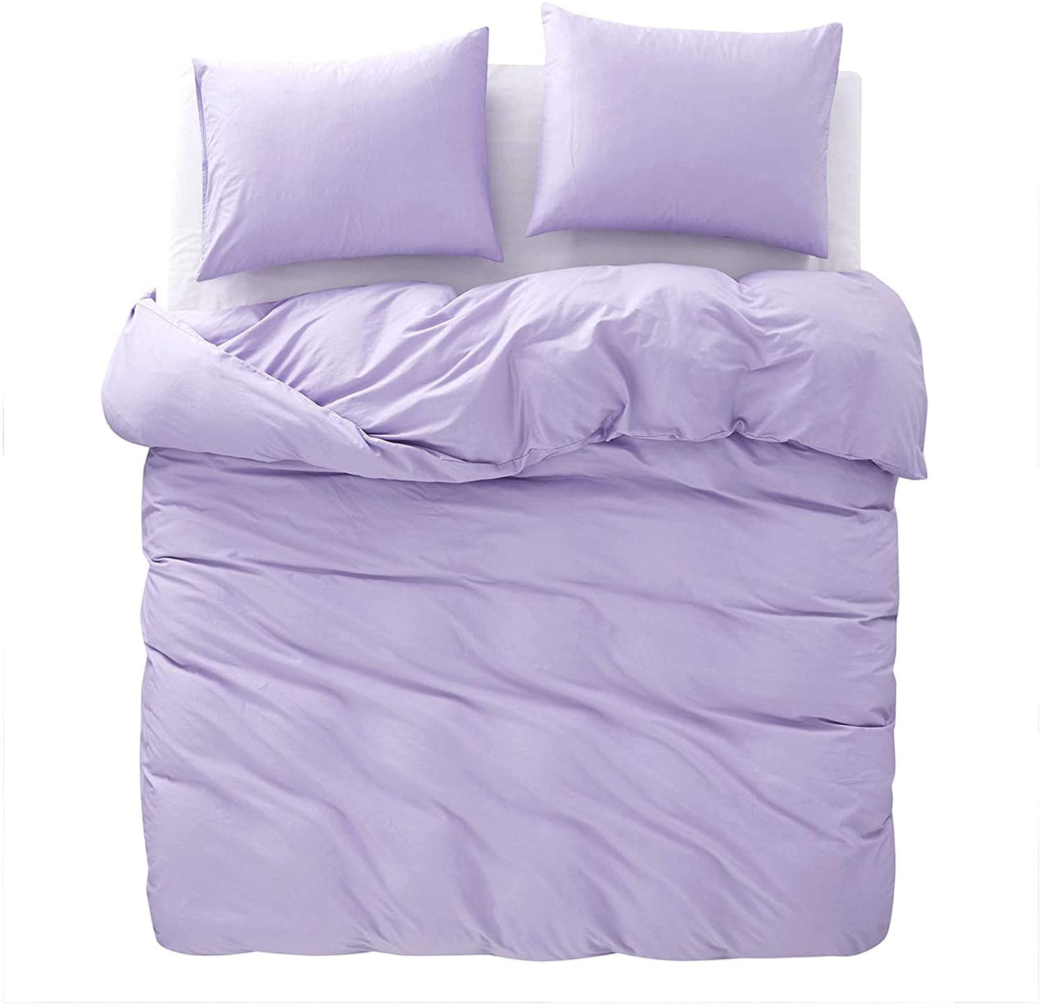 Rajai Cover 5 Piece (1 Duvet Cover & 4 Pillow Cover ) Luxurious Duvet Cover Set with Zipper Blanket Cover / Comforter Cover ,100% Egyptian Cotton,400 Therad Count Double Size Lavender Solid