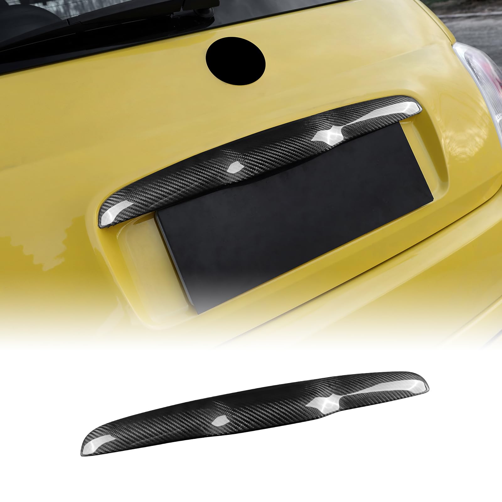 KUNGKIC Per FIAT 500 Abarth 595/595C/695 Interruttore bagagliaio auto copertura trim decorativa adesivo fibra di carbonio trim accessorio esterno, regalo, nero