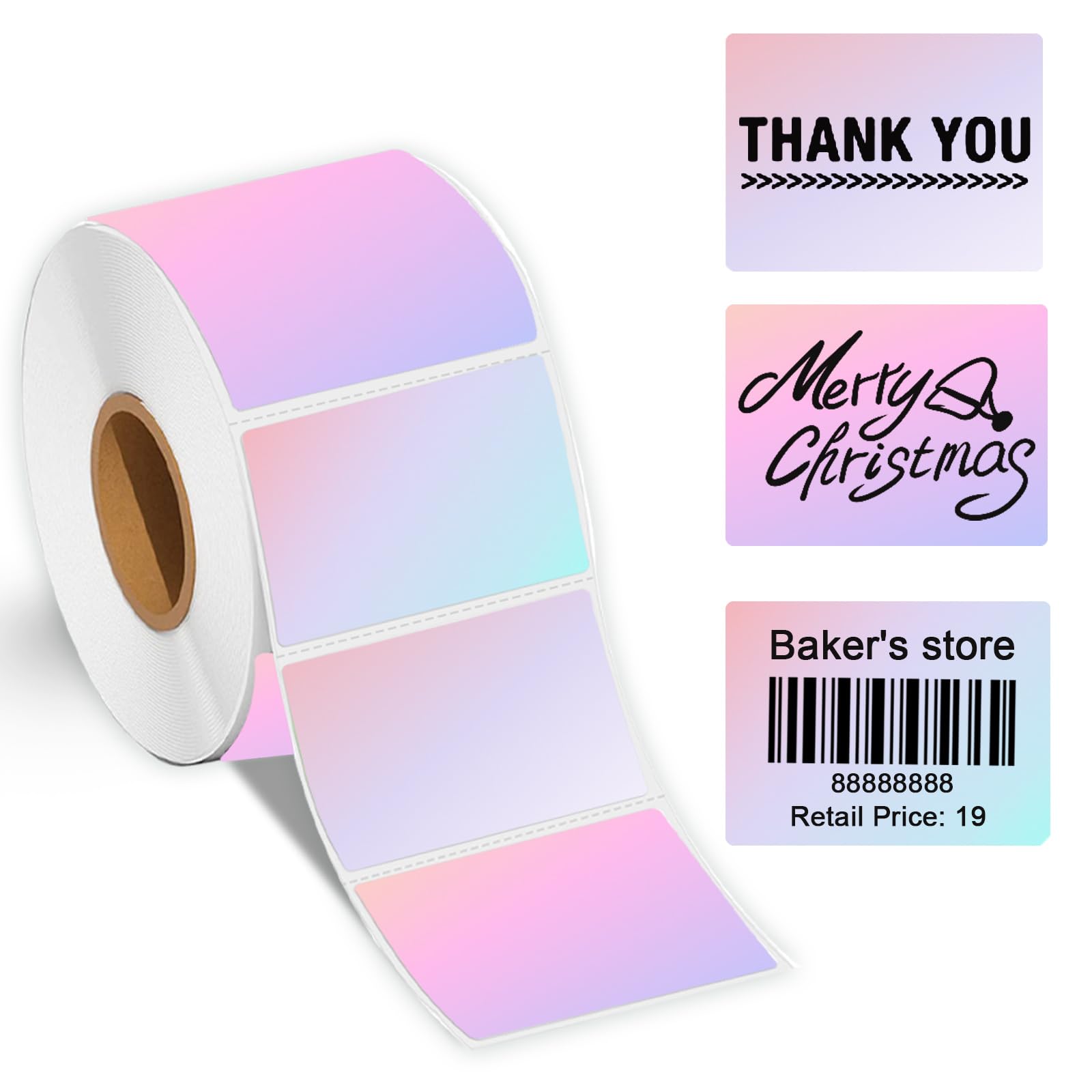 40mm x 30mm Thermal Labels for T50M Pro/M110/M100/M220 Label Printer, Self Adhesive for Small Business, Barcodes & Packaging, 230pcs/1 Roll, Pink Gradient