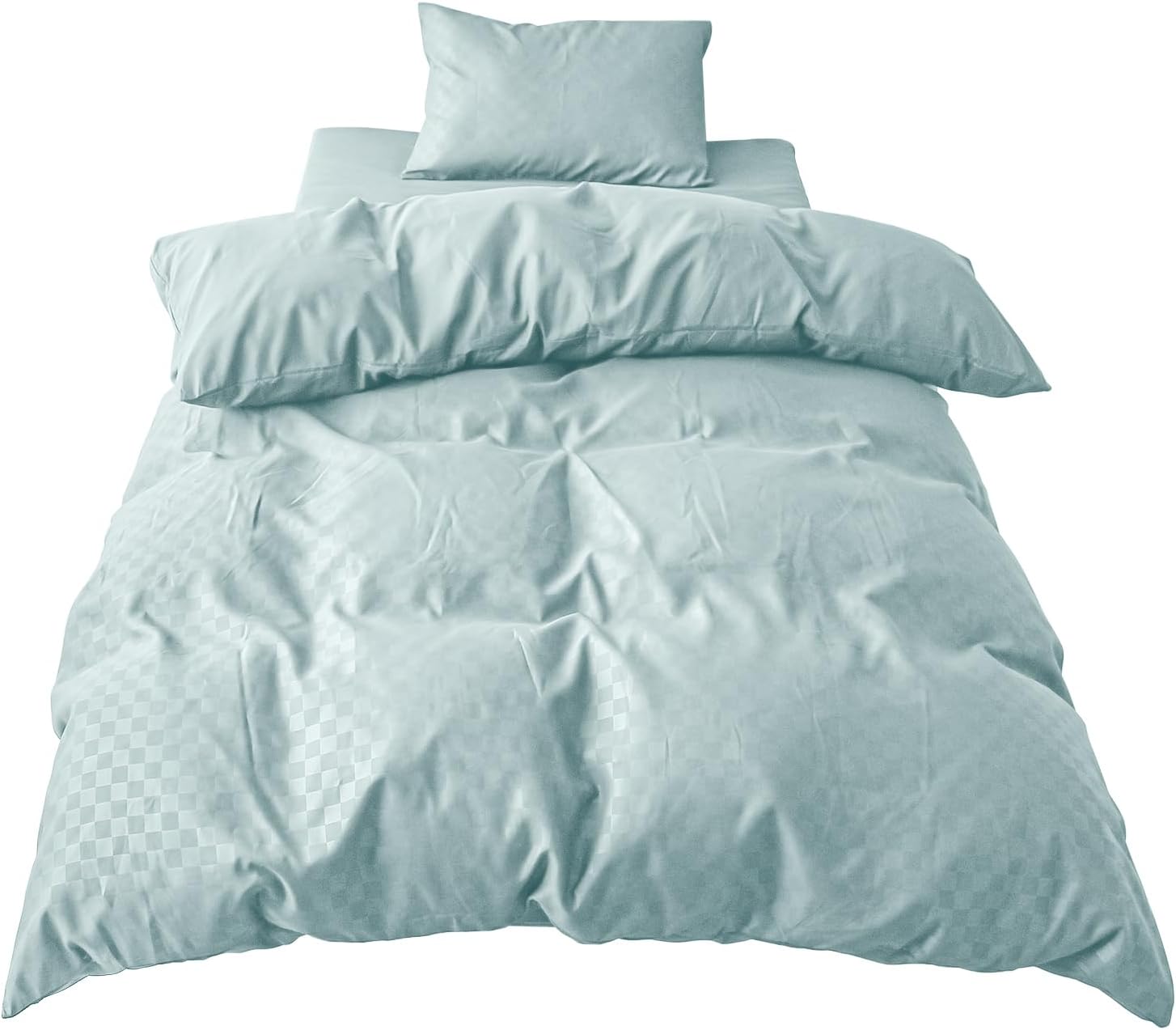 Merry Night Duvet Cover, Checkerboard Pattern, Emerald Green, Single Long, Approximately 150×210cm, Glossy, Japanese Modern, Washable, Wrinkle-Resistant, Quick-Drying PE12101-53