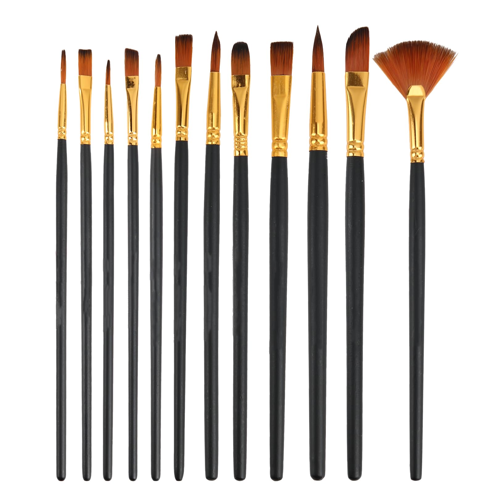 12PCS Pinceles Acuarela Profesional, Pinceles Pintura, Pinceles de Nylon para Acuarela, Gouache, Acrilico, óleo, Dibujo de Líneas,Pincel de Artista para Niños y Adultos