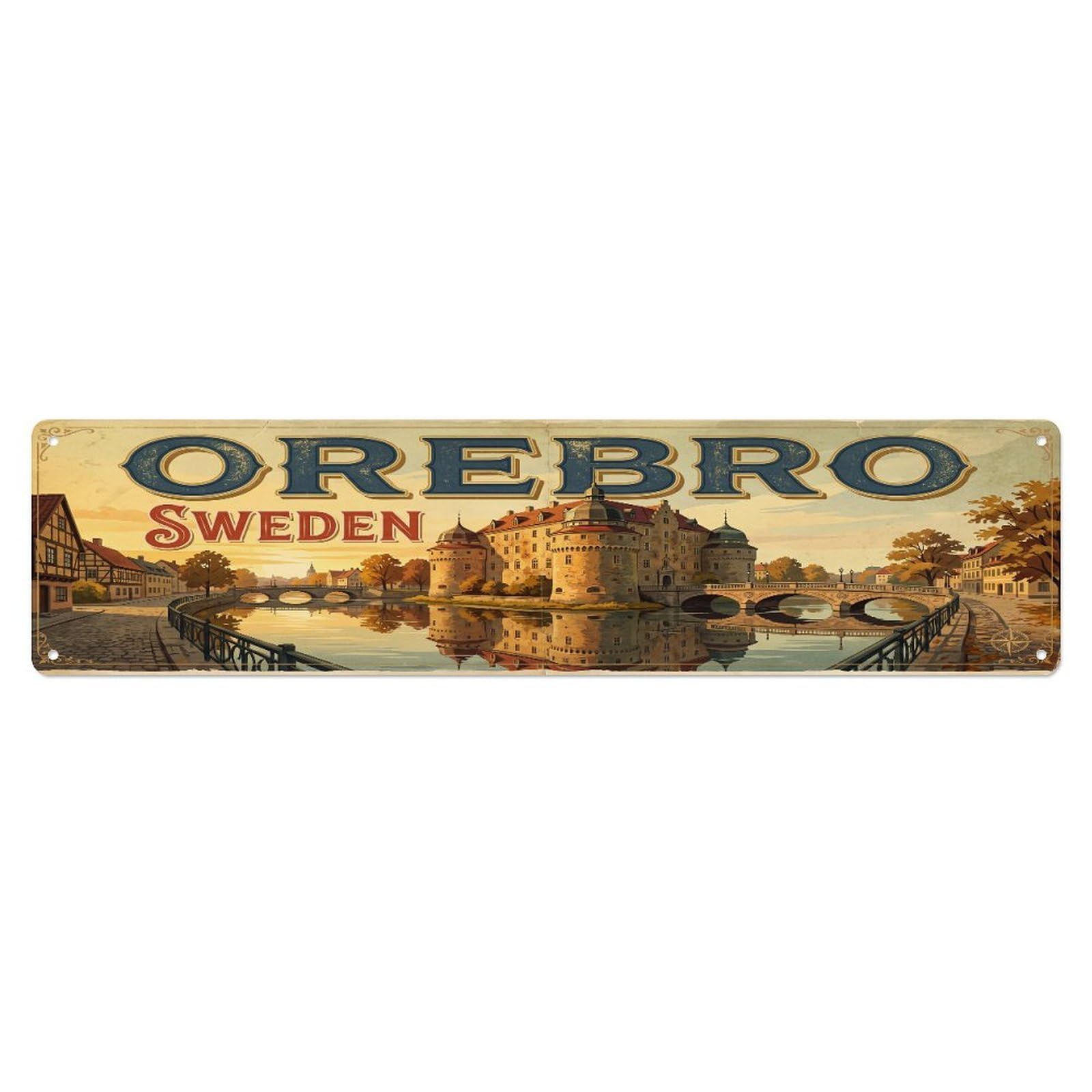 Tgrcjimh Style Metal Tin Sign Retro Travel Sweden Orebro