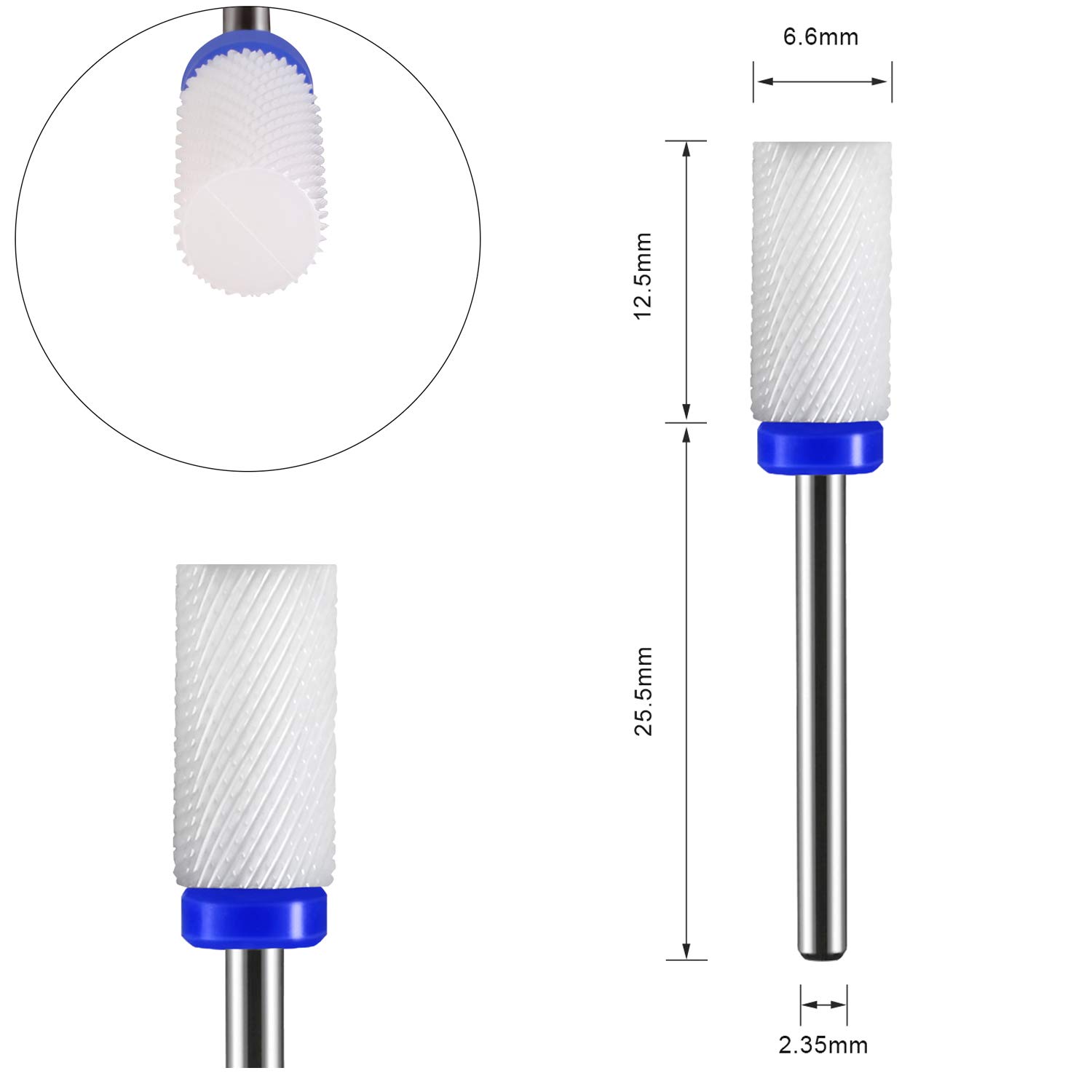 JSDA Fresa per unghie piú Punta in Ceramica, 25000 giri/min, per rimuovere smalto e gel, ideale per limare levigare e rimuovere le cuticole