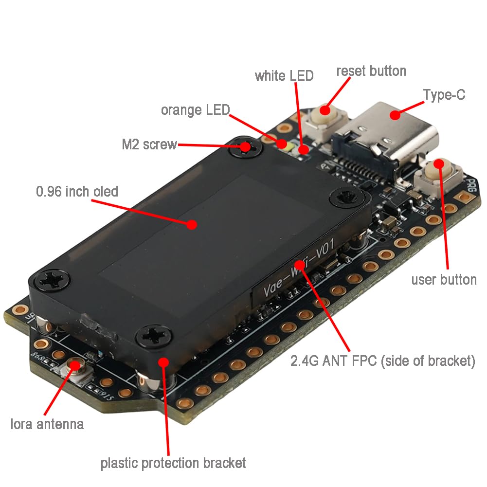 DIYmalls Placa de desarrollo ESP32 LoRa 32 V4 de 868 MHz + antena LoRa de 868 MHz para Meshtastic IOT LoraWan Gateway compatible con Heltec LoRa32 V3 Dev Board (2 unidades)